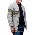 2021 Fall and winter high quality knitted custom logo printed men's casual casaco fashionable vintage men cardigan coat sweater